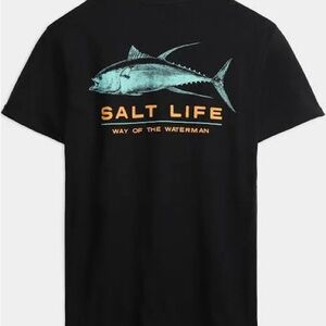 Salt Life Black Tee with Blue Fish Graphic